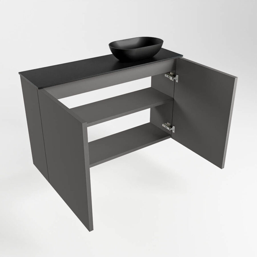 MONDIAZ FOWY toiletmeubel 80cm kleur dark grey. Waskom positie rechts kleur urban | urban. Met 1 kraangat - Afbeelding 6
