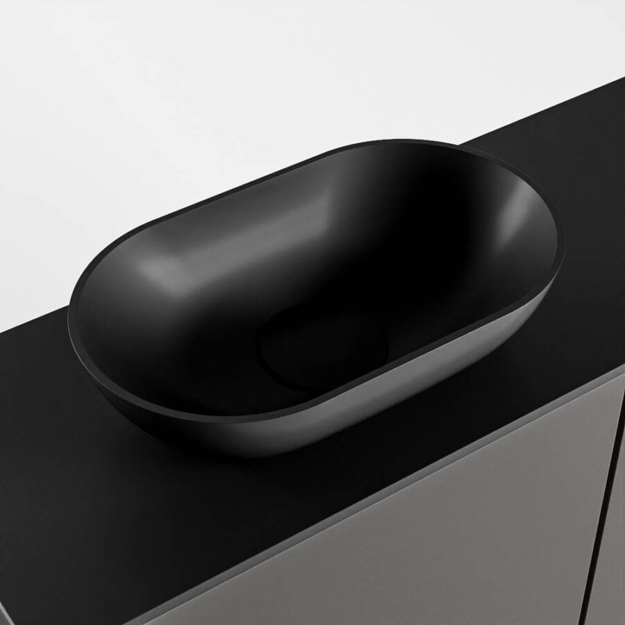 MONDIAZ FOWY toiletmeubel 80cm kleur dark grey. Waskom positie links kleur urban | urban. Zonder kraangat - Afbeelding 7