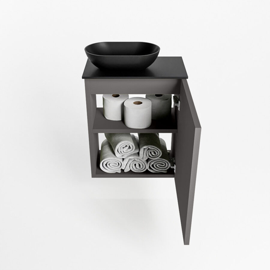 MONDIAZ FOWY toiletmeubel 40cm kleur dark grey. Waskom positie links kleur urban | urban. Met 1 kraangat - Afbeelding 8