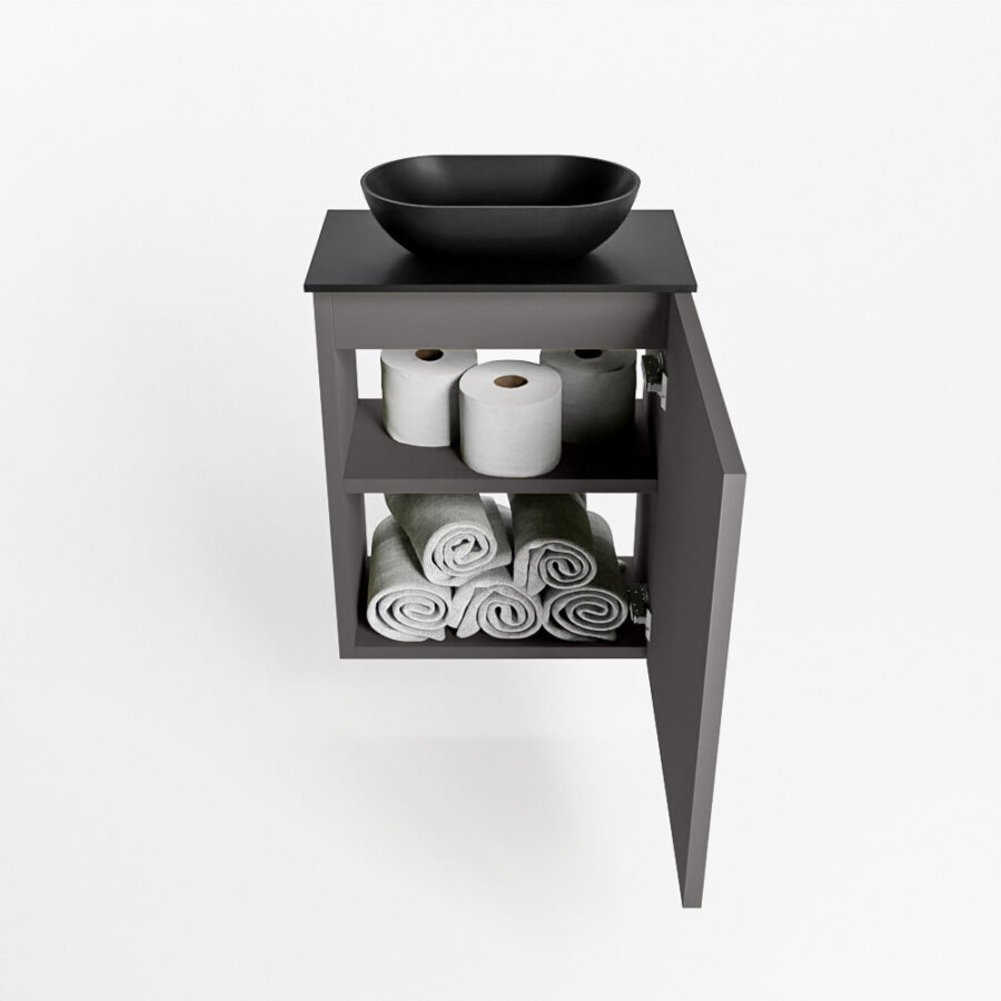 MONDIAZ FOWY toiletmeubel 40cm kleur dark grey. Waskom positie midden kleur urban | urban. Zonder kraangat - Afbeelding 8