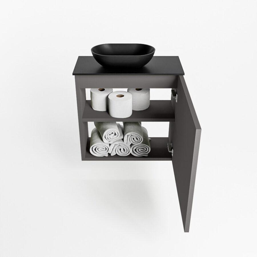 MONDIAZ FOWY toiletmeubel 50cm kleur dark grey. Waskom positie links kleur urban | urban. Met 1 kraangat - Afbeelding 8