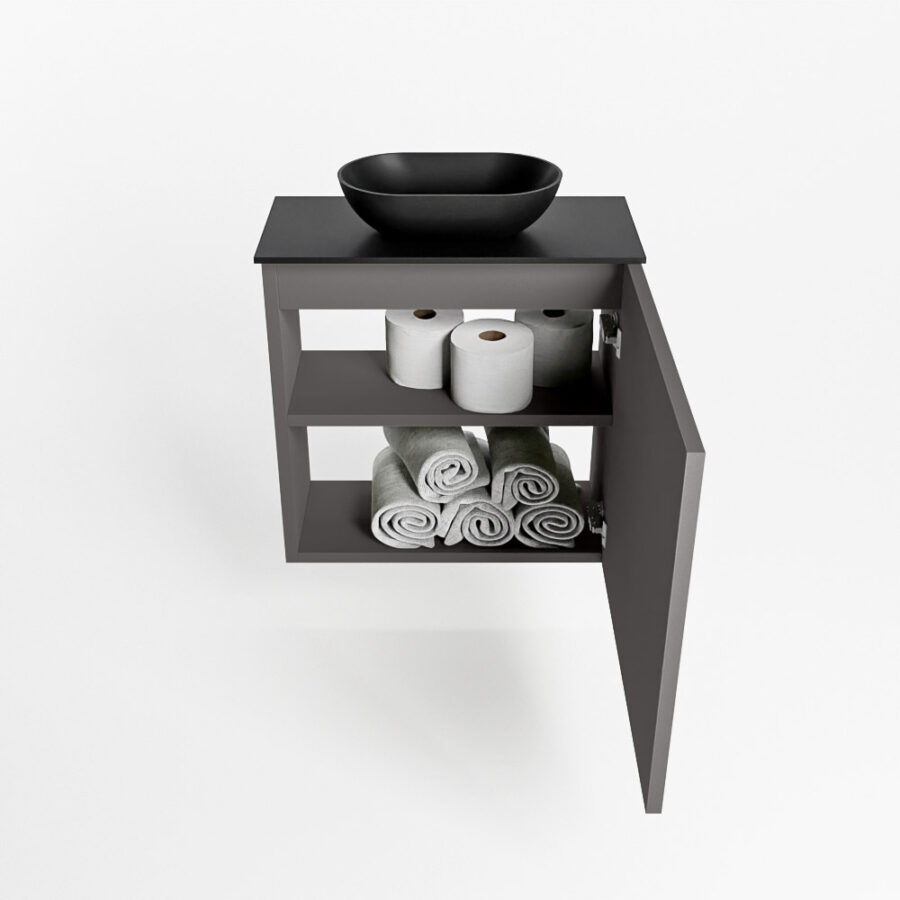 MONDIAZ FOWY toiletmeubel 50cm kleur dark grey. Waskom positie midden kleur urban | urban. Zonder kraangat - Afbeelding 8
