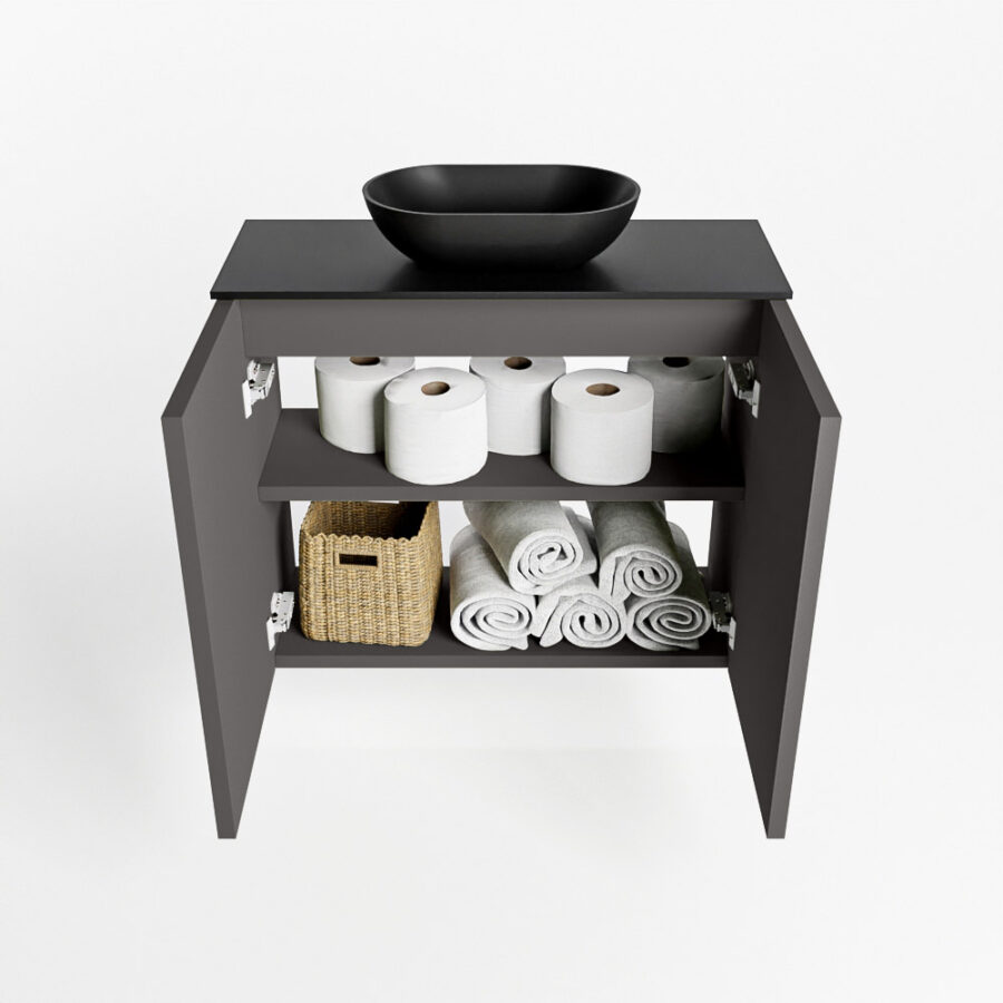 MONDIAZ FOWY toiletmeubel 60cm kleur dark grey. Waskom positie midden kleur urban | urban. Met 1 kraangat - Afbeelding 8