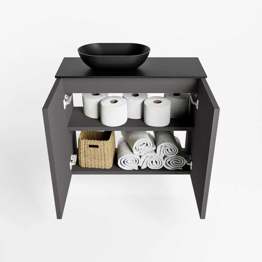 MONDIAZ FOWY toiletmeubel 60cm kleur dark grey. Waskom positie links kleur urban | urban. Met 1 kraangat - Afbeelding 8
