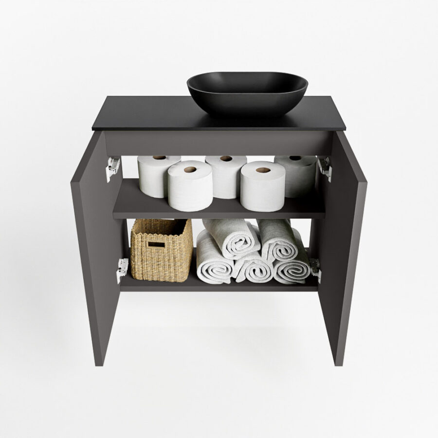 MONDIAZ FOWY toiletmeubel 60cm kleur dark grey. Waskom positie rechts kleur urban | urban. Zonder kraangat - Afbeelding 8