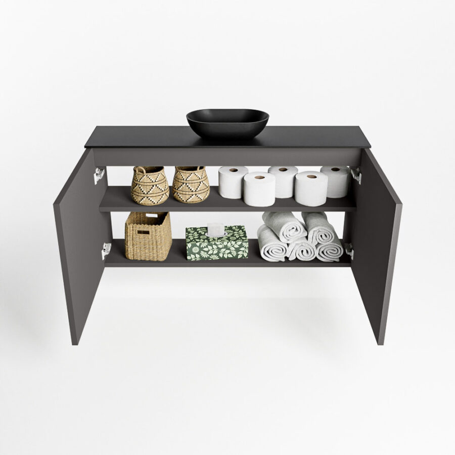 MONDIAZ FOWY toiletmeubel 100cm kleur dark grey. Waskom positie midden kleur urban | urban. Met 1 kraangat - Afbeelding 8