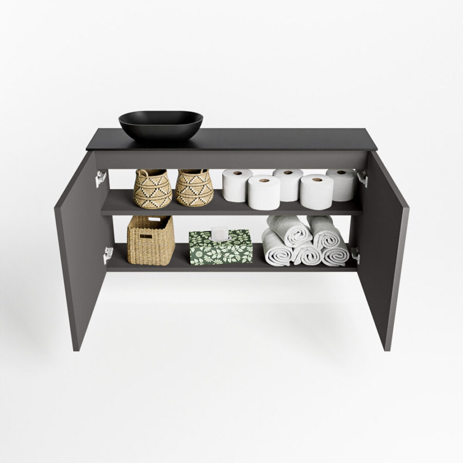 MONDIAZ FOWY toiletmeubel 100cm kleur dark grey. Waskom positie links kleur urban | urban. Met 1 kraangat - Afbeelding 8