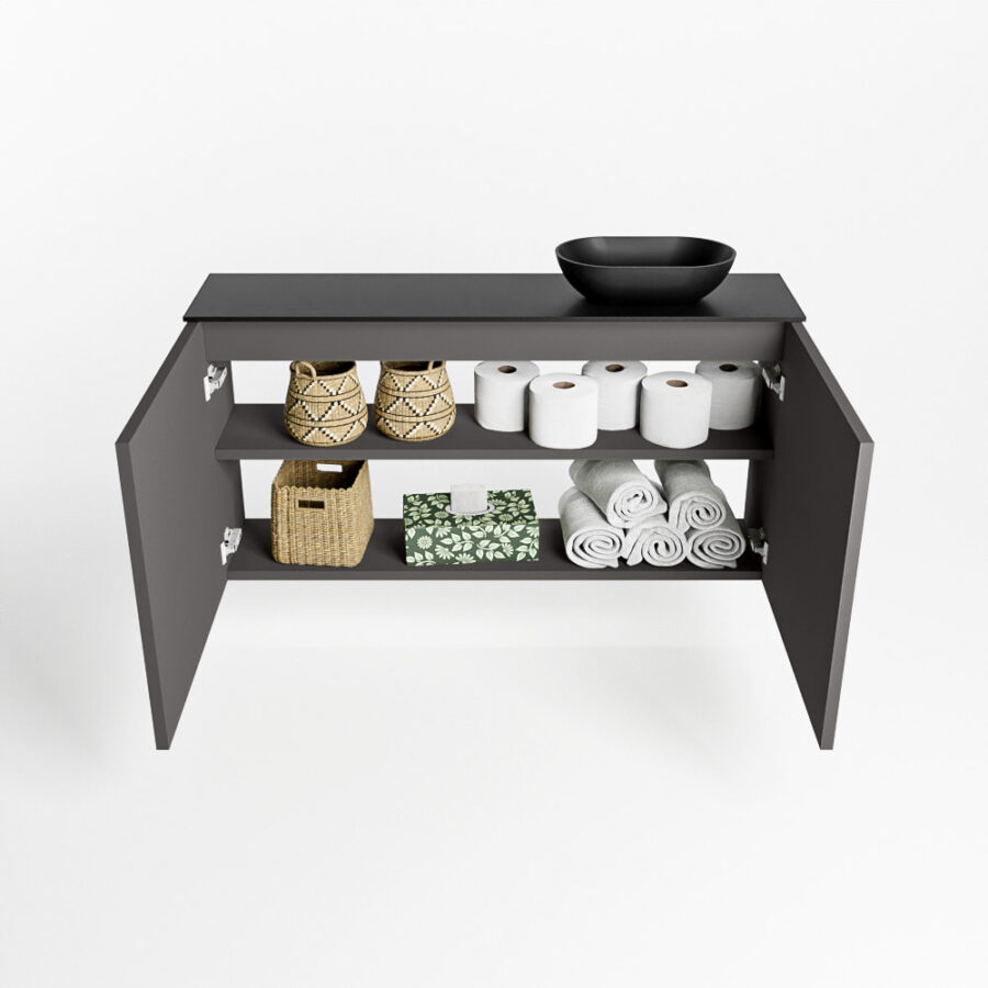 MONDIAZ FOWY toiletmeubel 100cm kleur dark grey. Waskom positie rechts kleur urban | urban. Met 1 kraangat - Afbeelding 8
