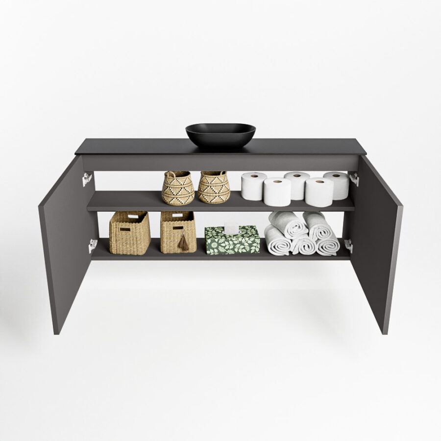 MONDIAZ FOWY toiletmeubel 120cm kleur dark grey. Waskom positie midden kleur urban | urban. Met 1 kraangat - Afbeelding 8