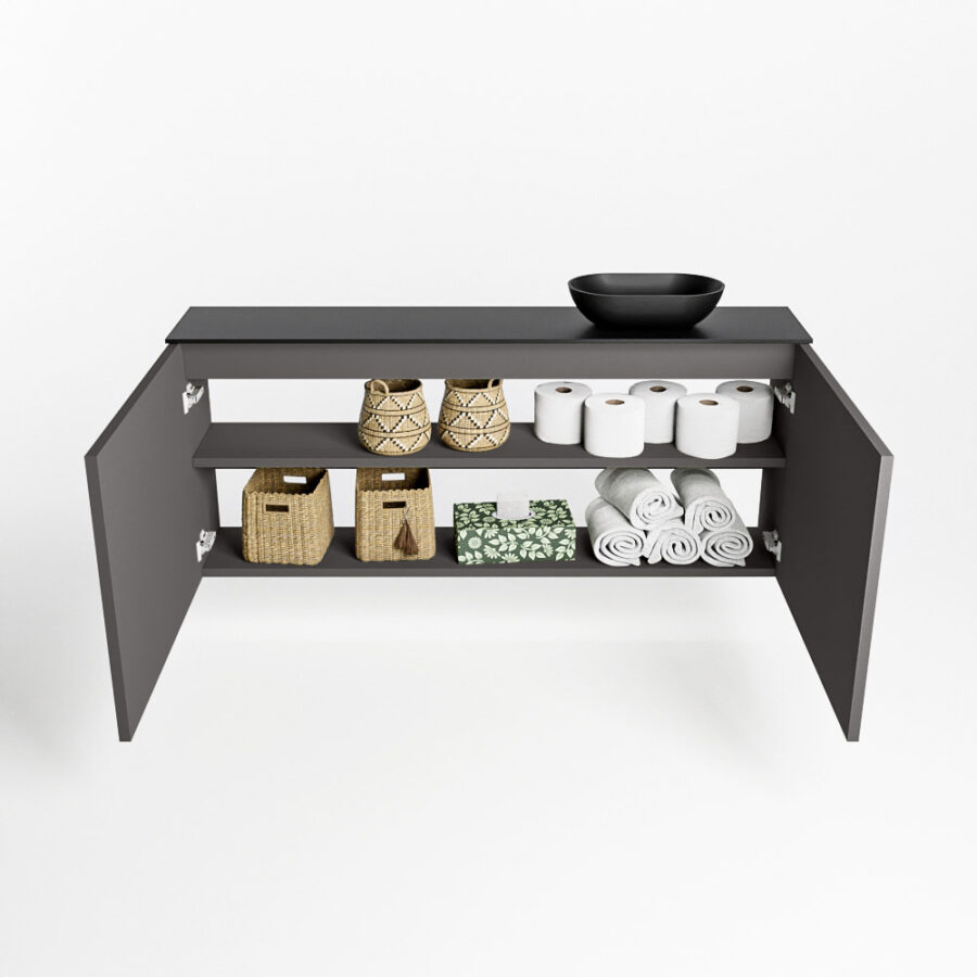 MONDIAZ FOWY toiletmeubel 120cm kleur dark grey. Waskom positie rechts kleur urban | urban. Met 1 kraangat - Afbeelding 8