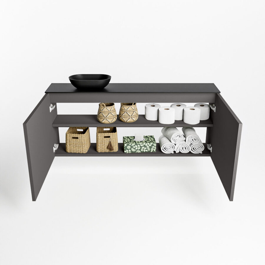 MONDIAZ FOWY toiletmeubel 120cm kleur dark grey. Waskom positie links kleur urban | urban. Zonder kraangat - Afbeelding 8