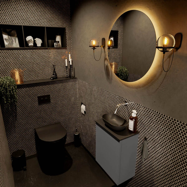 MONDIAZ FOWY toiletmeubel 40cm kleur dark grey. Waskom positie midden kleur urban | urban. Zonder kraangat
