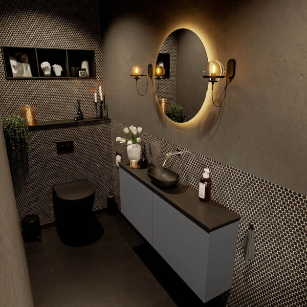 MONDIAZ FOWY toiletmeubel 120cm kleur dark grey. Waskom positie midden kleur urban | urban. Zonder kraangat