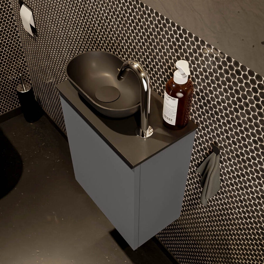 MONDIAZ FOWY toiletmeubel 40cm kleur dark grey. Waskom positie links kleur urban | urban. Met 1 kraangat - Afbeelding 3