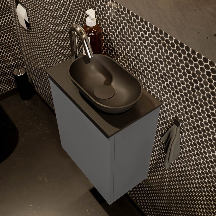 MONDIAZ FOWY toiletmeubel 40cm kleur dark grey. Waskom positie rechts kleur urban | urban. Met 1 kraangat - Afbeelding 3