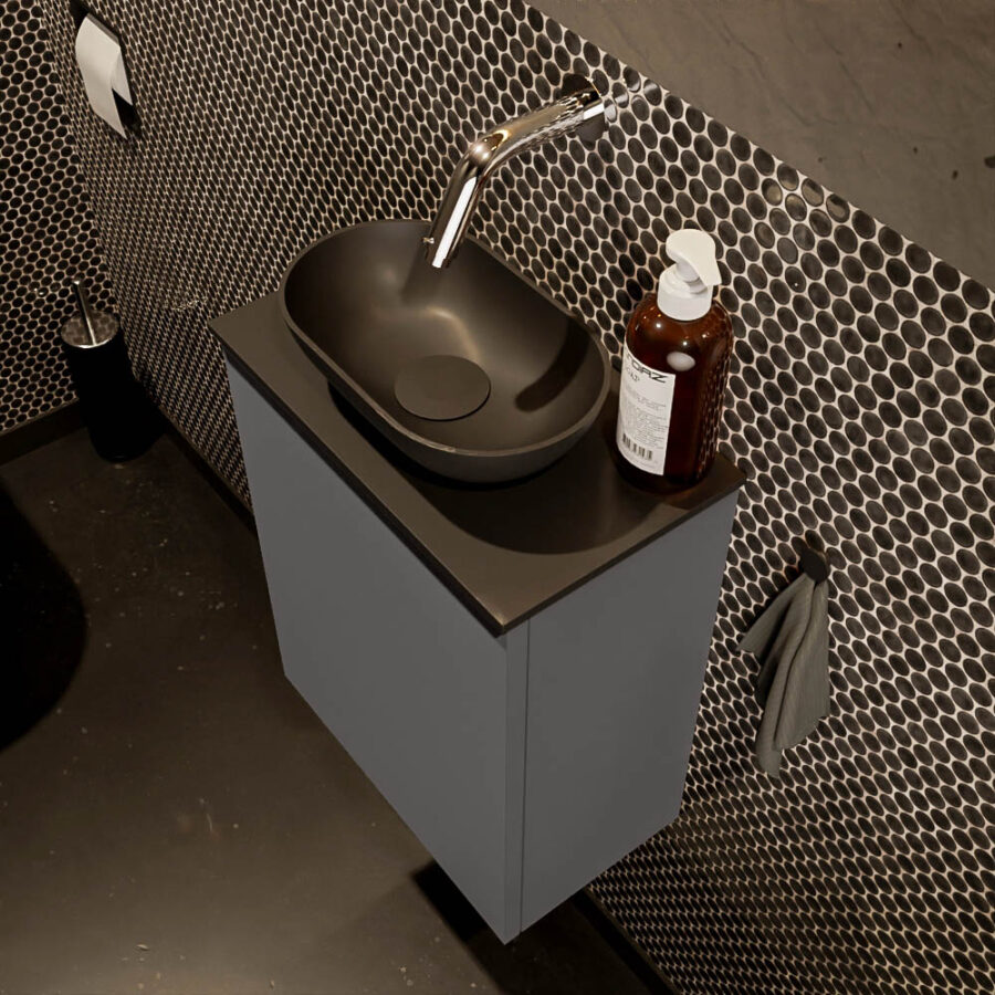 MONDIAZ FOWY toiletmeubel 40cm kleur dark grey. Waskom positie midden kleur urban | urban. Zonder kraangat - Afbeelding 3
