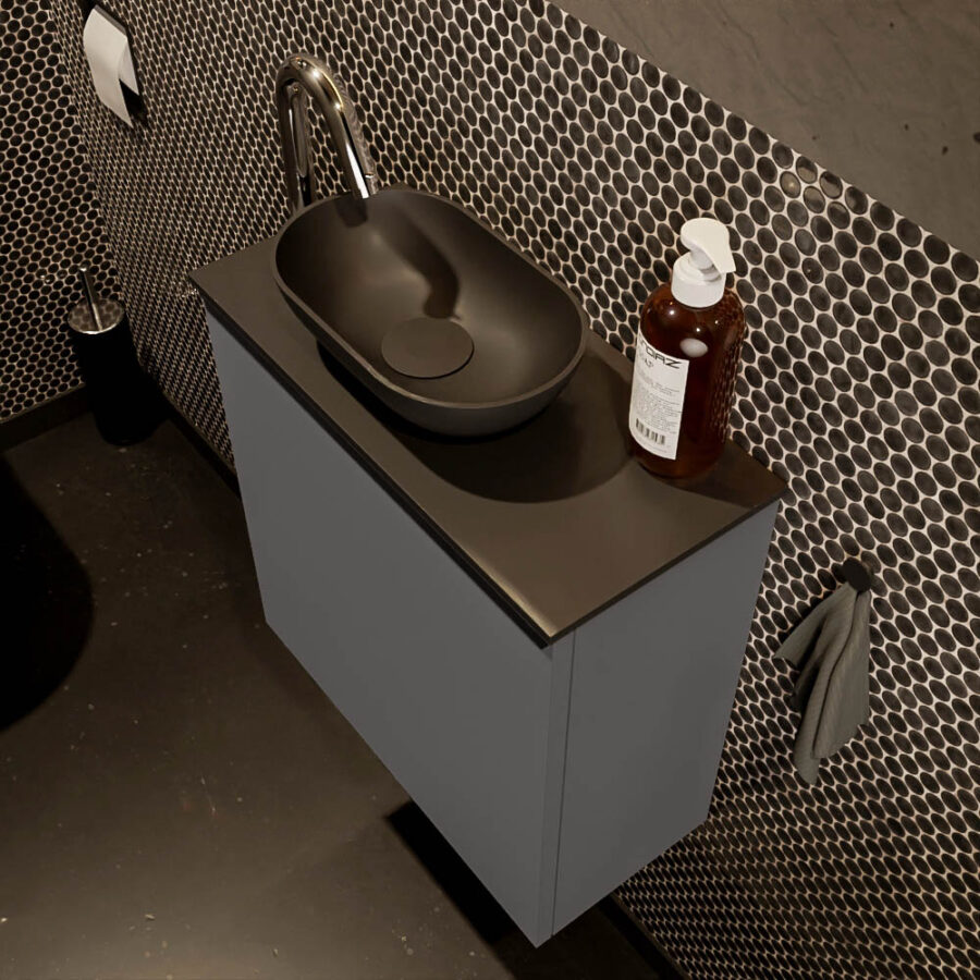 MONDIAZ FOWY toiletmeubel 50cm kleur dark grey. Waskom positie links kleur urban | urban. Met 1 kraangat - Afbeelding 3