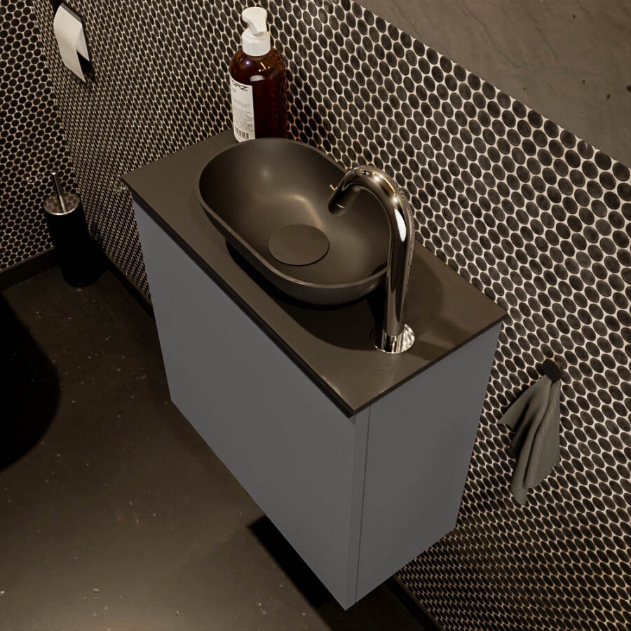 MONDIAZ FOWY toiletmeubel 50cm kleur dark grey. Waskom positie rechts kleur urban | urban. Met 1 kraangat - Afbeelding 3
