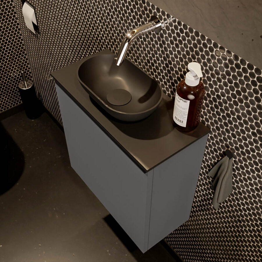 MONDIAZ FOWY toiletmeubel 50cm kleur dark grey. Waskom positie midden kleur urban | urban. Zonder kraangat - Afbeelding 3