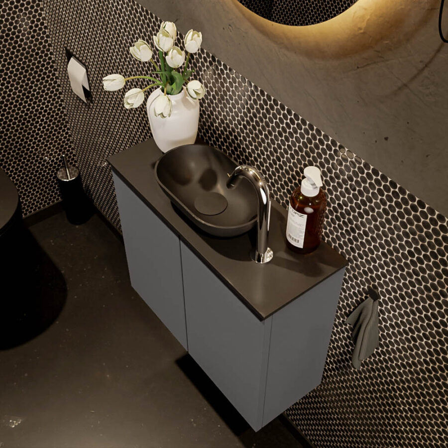 MONDIAZ FOWY toiletmeubel 60cm kleur dark grey. Waskom positie midden kleur urban | urban. Met 1 kraangat - Afbeelding 3