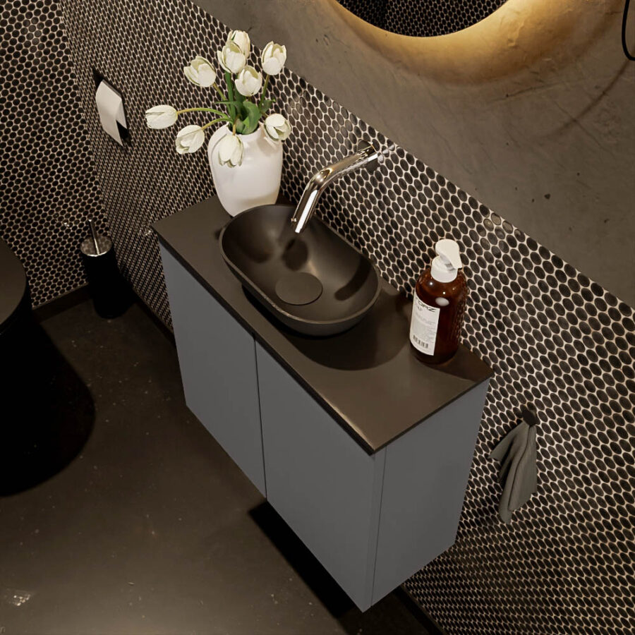 MONDIAZ FOWY toiletmeubel 60cm kleur dark grey. Waskom positie midden kleur urban | urban. Zonder kraangat - Afbeelding 3