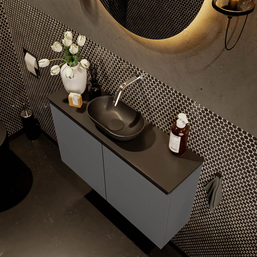 MONDIAZ FOWY toiletmeubel 80cm kleur dark grey. Waskom positie midden kleur urban | urban. Zonder kraangat - Afbeelding 3