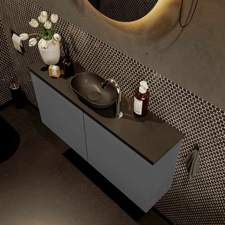 MONDIAZ FOWY toiletmeubel 100cm kleur dark grey. Waskom positie midden kleur urban | urban. Met 1 kraangat - Afbeelding 3