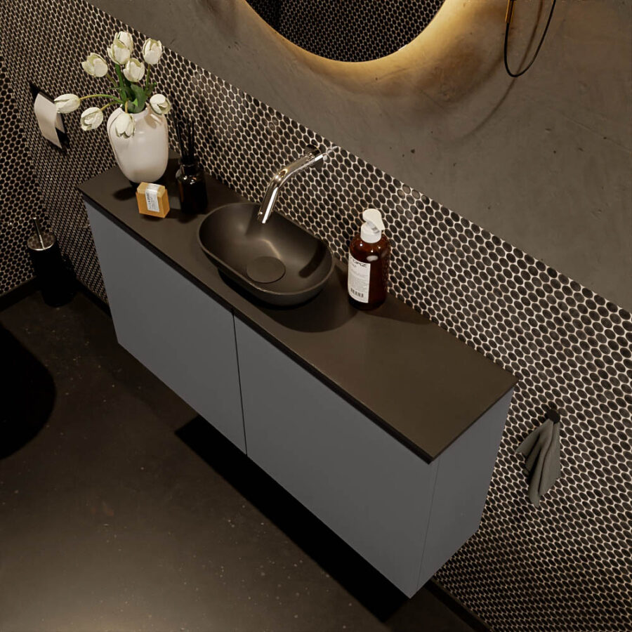 MONDIAZ FOWY toiletmeubel 100cm kleur dark grey. Waskom positie midden kleur urban | urban. Zonder kraangat - Afbeelding 3