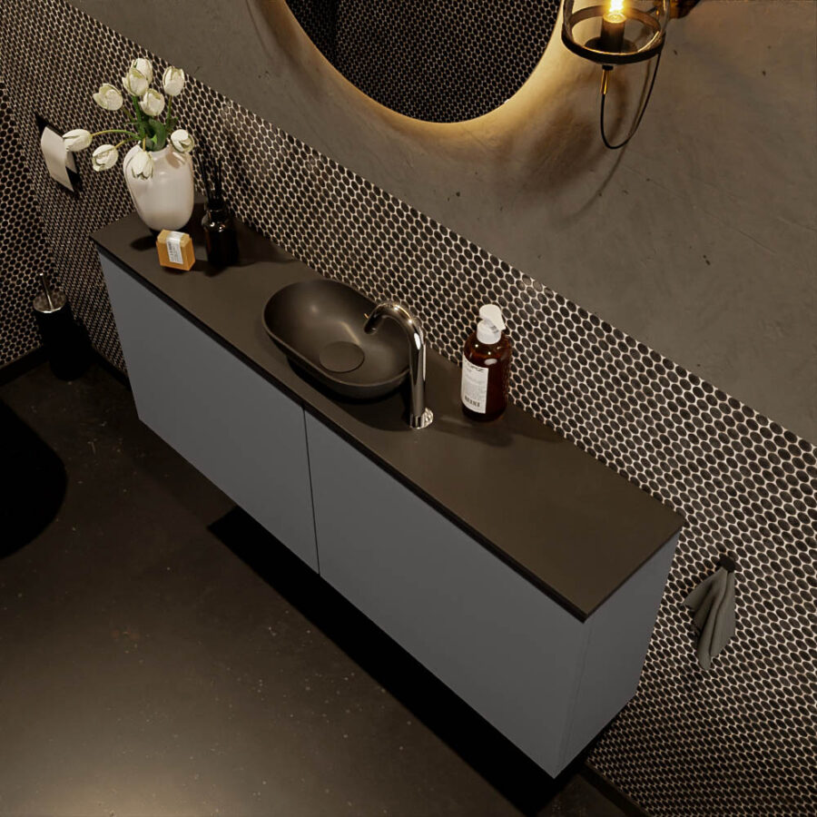 MONDIAZ FOWY toiletmeubel 120cm kleur dark grey. Waskom positie midden kleur urban | urban. Met 1 kraangat - Afbeelding 3