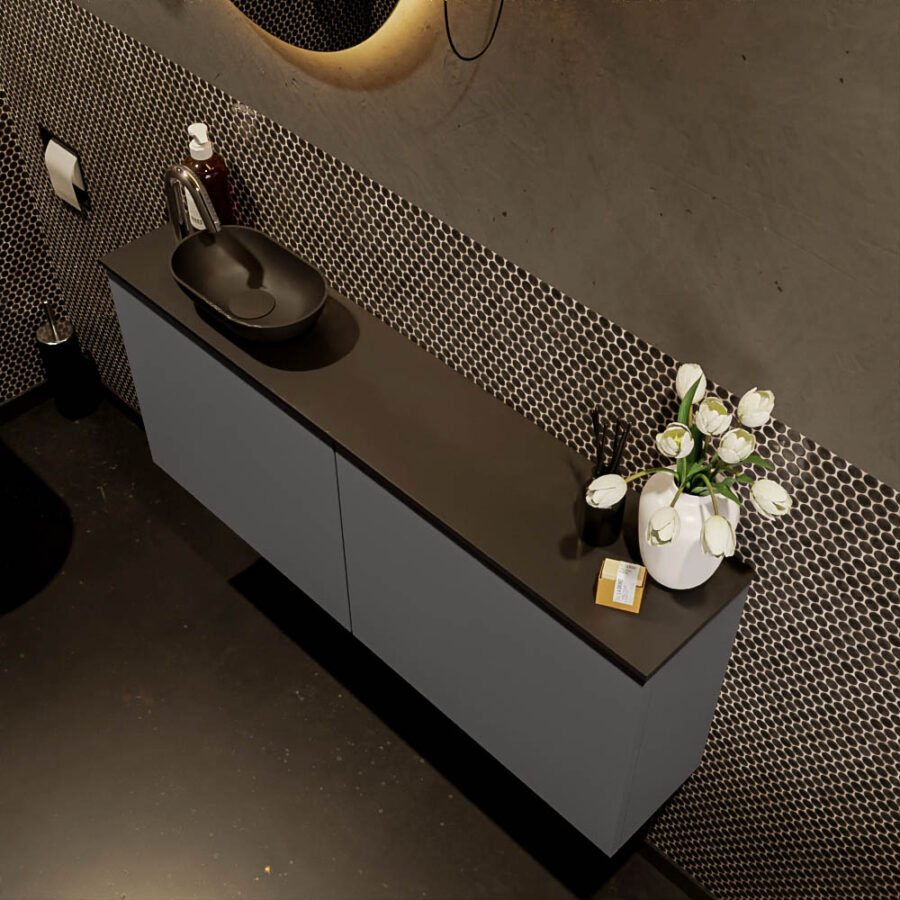 MONDIAZ FOWY toiletmeubel 120cm kleur dark grey. Waskom positie links kleur urban | urban. Met 1 kraangat - Afbeelding 3