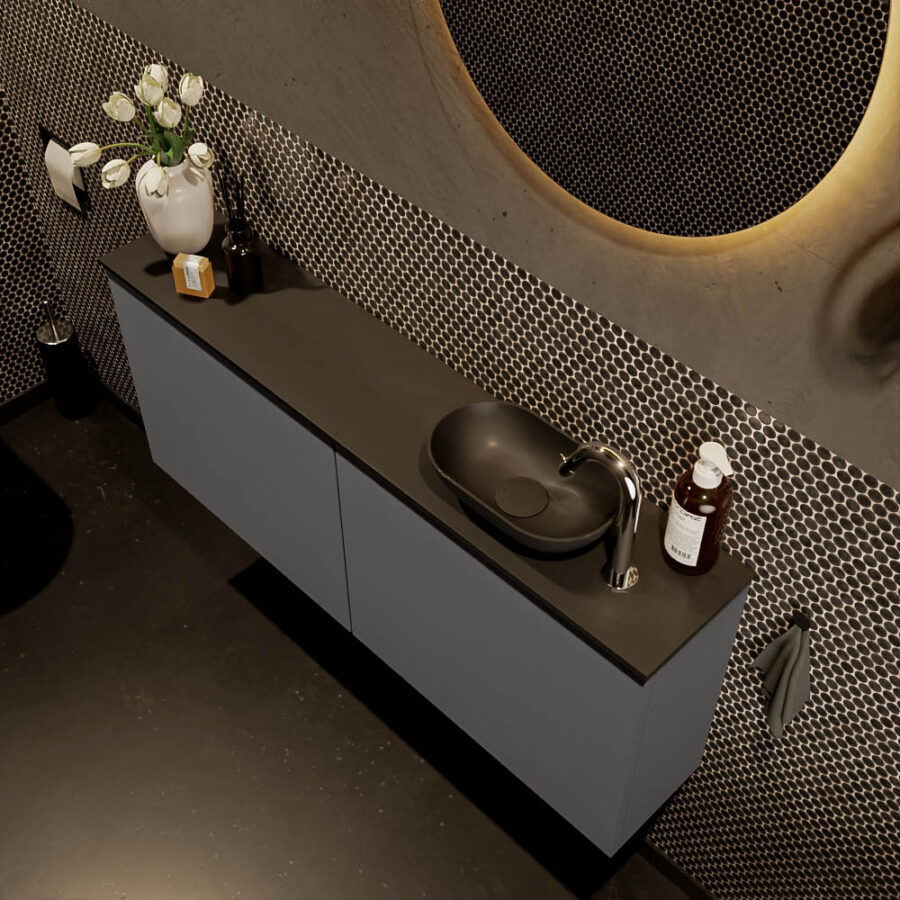 MONDIAZ FOWY toiletmeubel 120cm kleur dark grey. Waskom positie rechts kleur urban | urban. Met 1 kraangat - Afbeelding 3