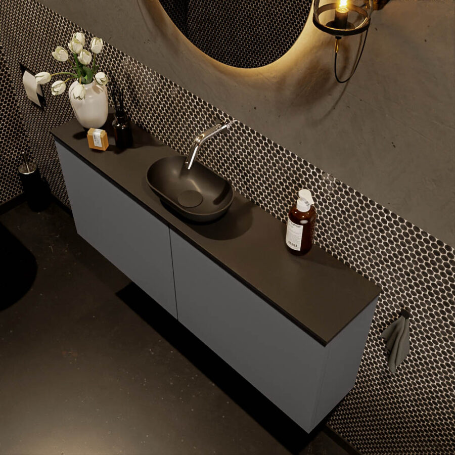 MONDIAZ FOWY toiletmeubel 120cm kleur dark grey. Waskom positie midden kleur urban | urban. Zonder kraangat - Afbeelding 3