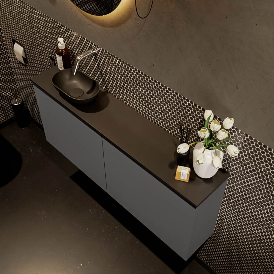 MONDIAZ FOWY toiletmeubel 120cm kleur dark grey. Waskom positie links kleur urban | urban. Zonder kraangat - Afbeelding 3