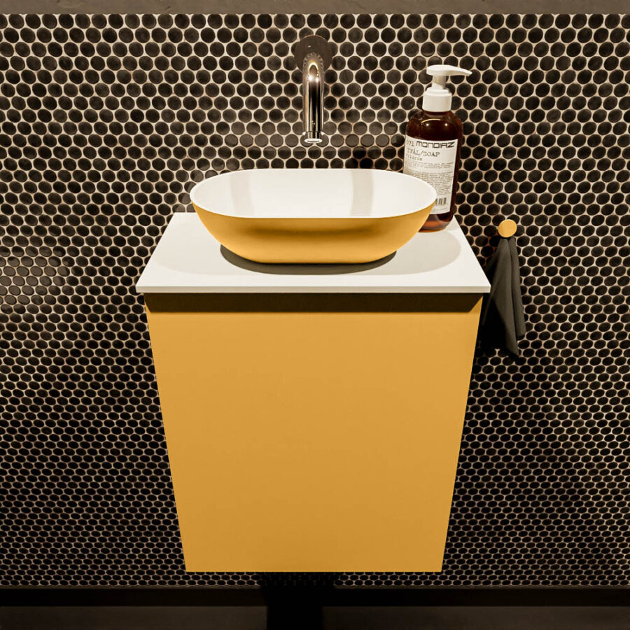 MONDIAZ FOWY toiletmeubel 40cm kleur ocher. Waskom positie midden kleur ocher | talc. Zonder kraangat - Afbeelding 2