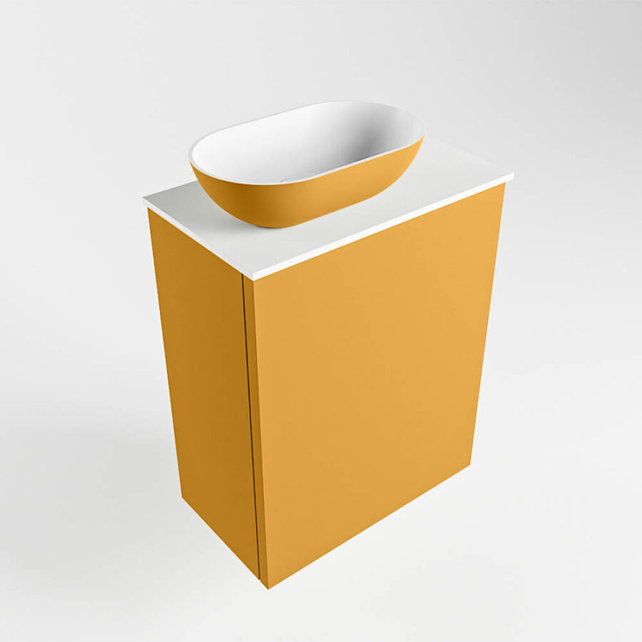 MONDIAZ FOWY toiletmeubel 40cm kleur ocher. Waskom positie links kleur ocher | talc. Met 1 kraangat - Afbeelding 4
