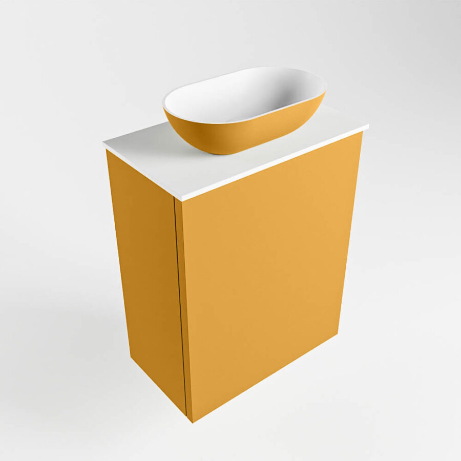 MONDIAZ FOWY toiletmeubel 40cm kleur ocher. Waskom positie midden kleur ocher | talc. Zonder kraangat - Afbeelding 4