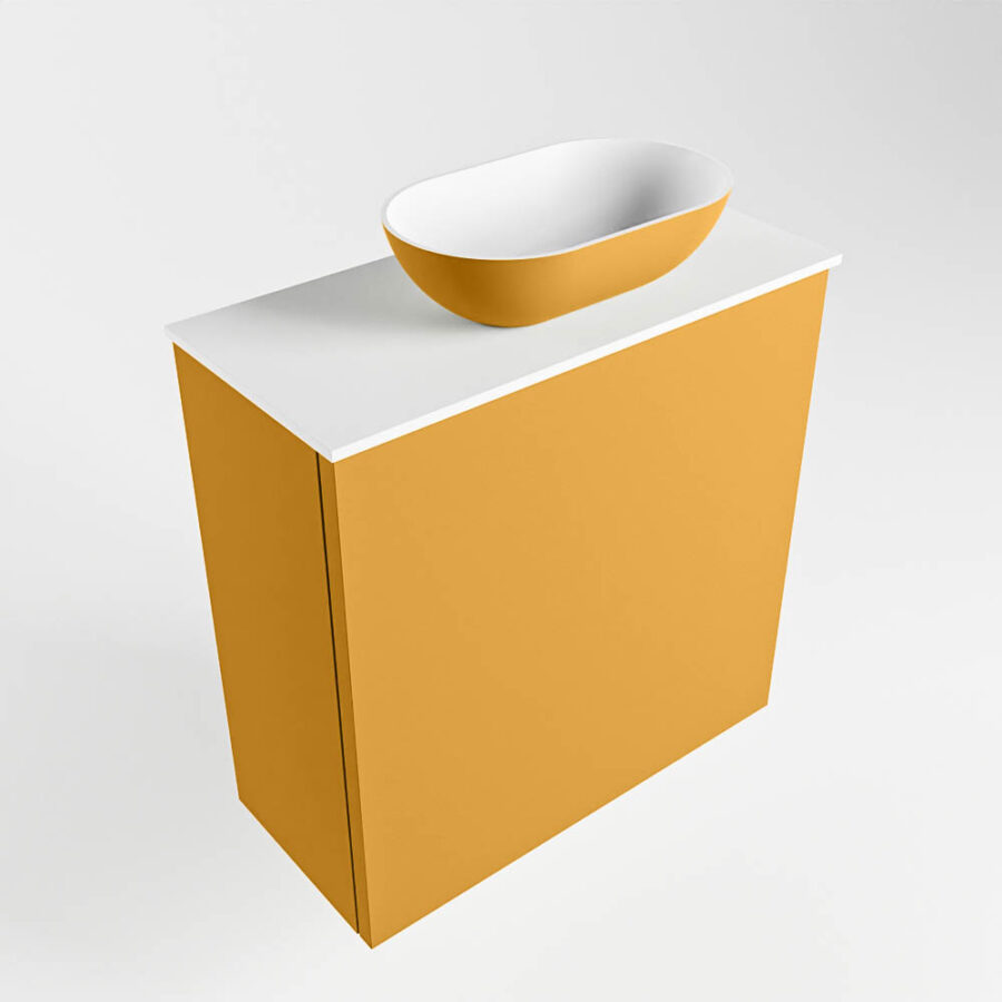 MONDIAZ FOWY toiletmeubel 50cm kleur ocher. Waskom positie rechts kleur ocher | talc. Met 1 kraangat - Afbeelding 4