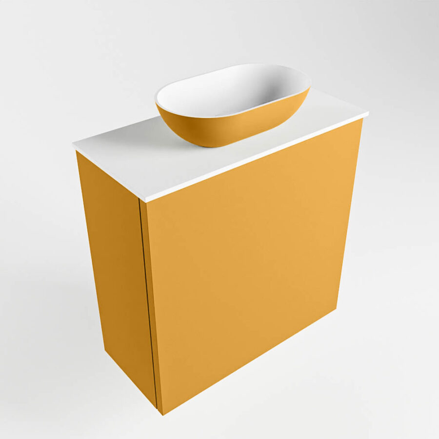 MONDIAZ FOWY toiletmeubel 50cm kleur ocher. Waskom positie midden kleur ocher | talc. Zonder kraangat - Afbeelding 4