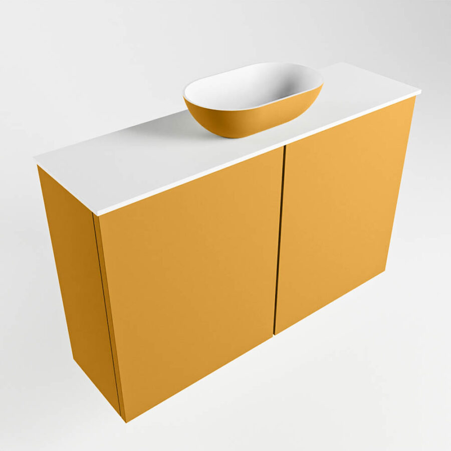 MONDIAZ FOWY toiletmeubel 80cm kleur ocher. Waskom positie midden kleur ocher | talc. Met 1 kraangat - Afbeelding 4