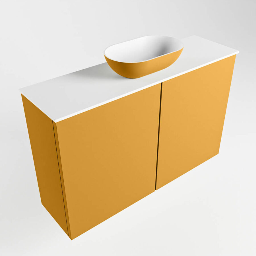 MONDIAZ FOWY toiletmeubel 80cm kleur ocher. Waskom positie midden kleur ocher | talc. Zonder kraangat - Afbeelding 4