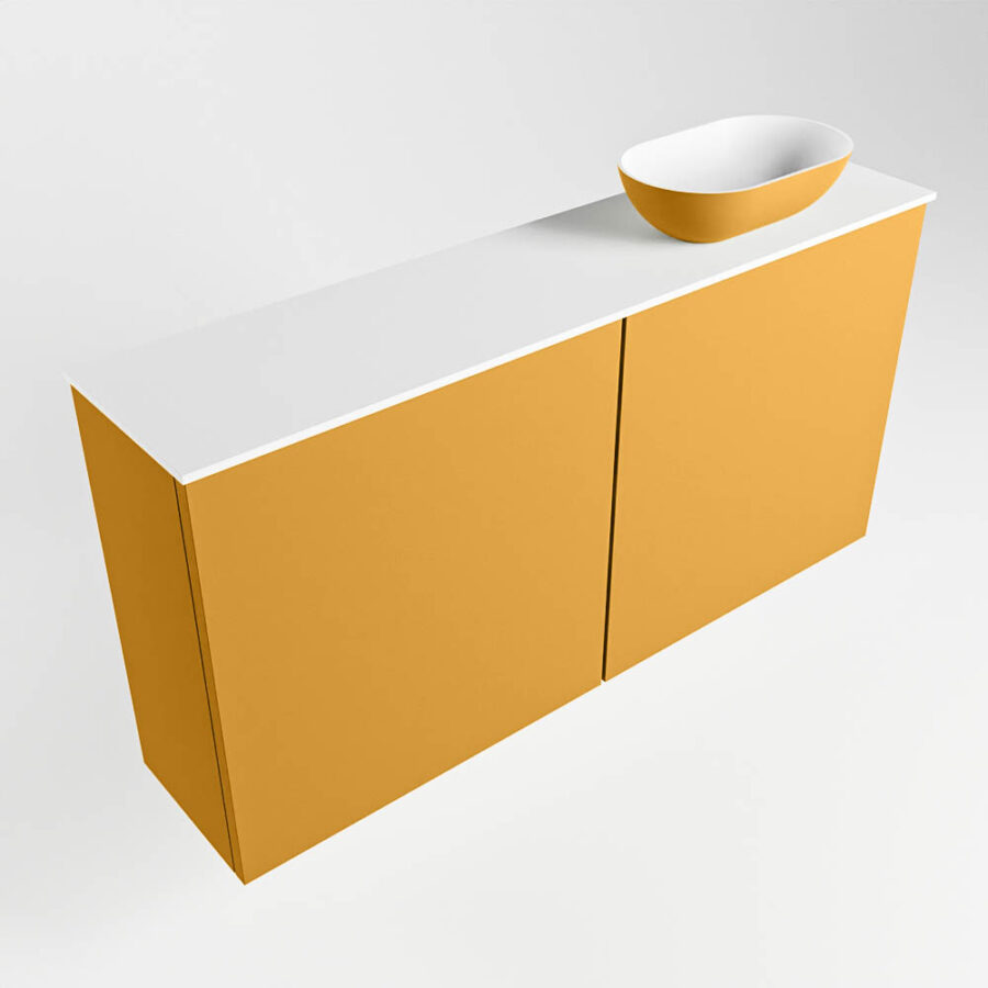 MONDIAZ FOWY toiletmeubel 100cm kleur ocher. Waskom positie rechts kleur ocher | talc. Met 1 kraangat - Afbeelding 4