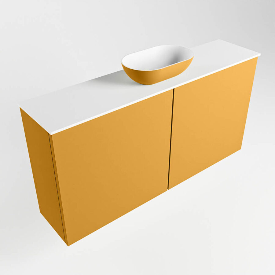 MONDIAZ FOWY toiletmeubel 100cm kleur ocher. Waskom positie midden kleur ocher | talc. Zonder kraangat - Afbeelding 4