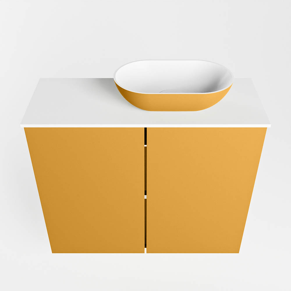 MONDIAZ FOWY toiletmeubel 60cm kleur ocher. Waskom positie rechts kleur ocher | talc. Zonder kraangat - Afbeelding 5