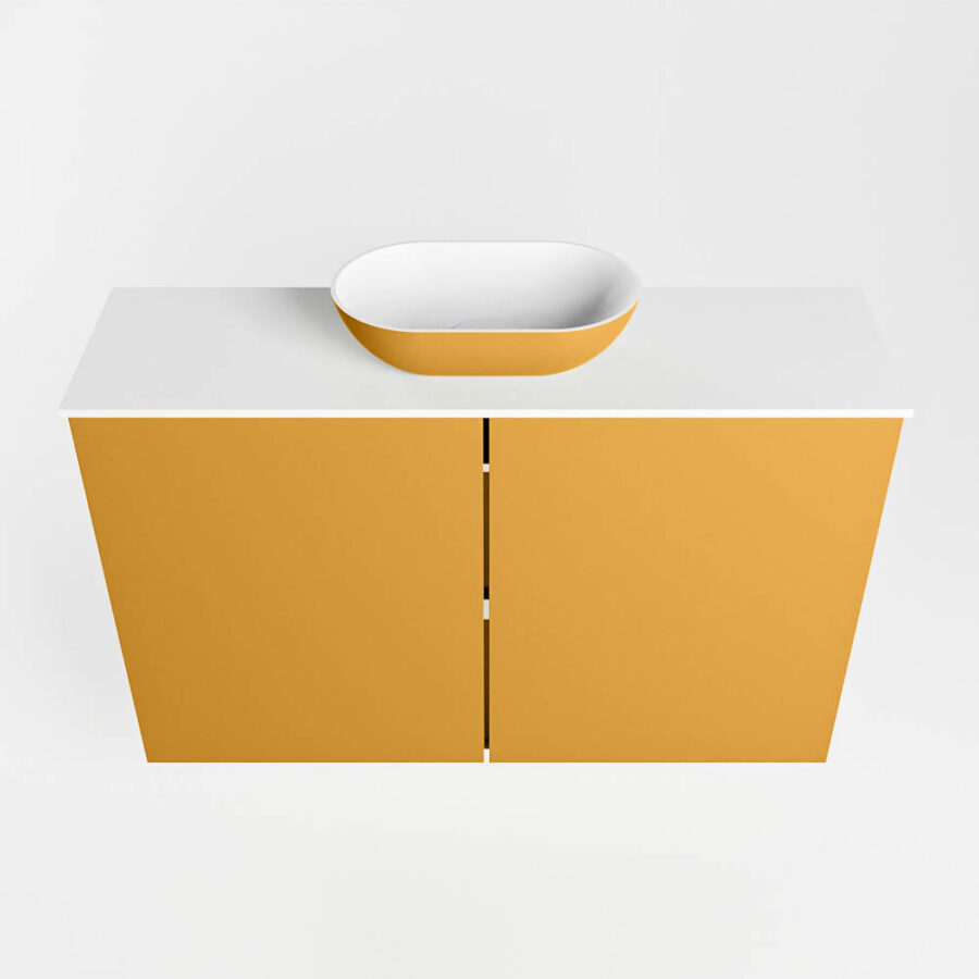 MONDIAZ FOWY toiletmeubel 80cm kleur ocher. Waskom positie midden kleur ocher | talc. Zonder kraangat - Afbeelding 5