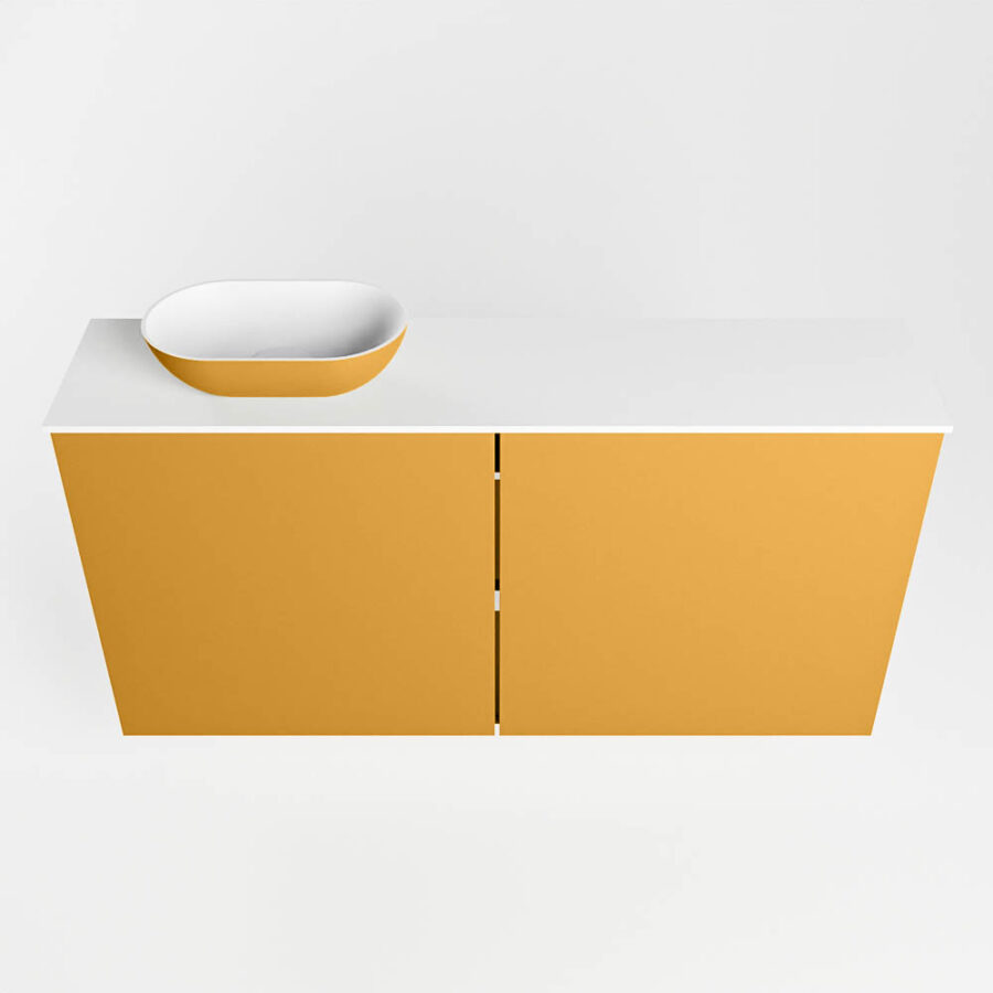 MONDIAZ FOWY toiletmeubel 100cm kleur ocher. Waskom positie links kleur ocher | talc. Met 1 kraangat - Afbeelding 5
