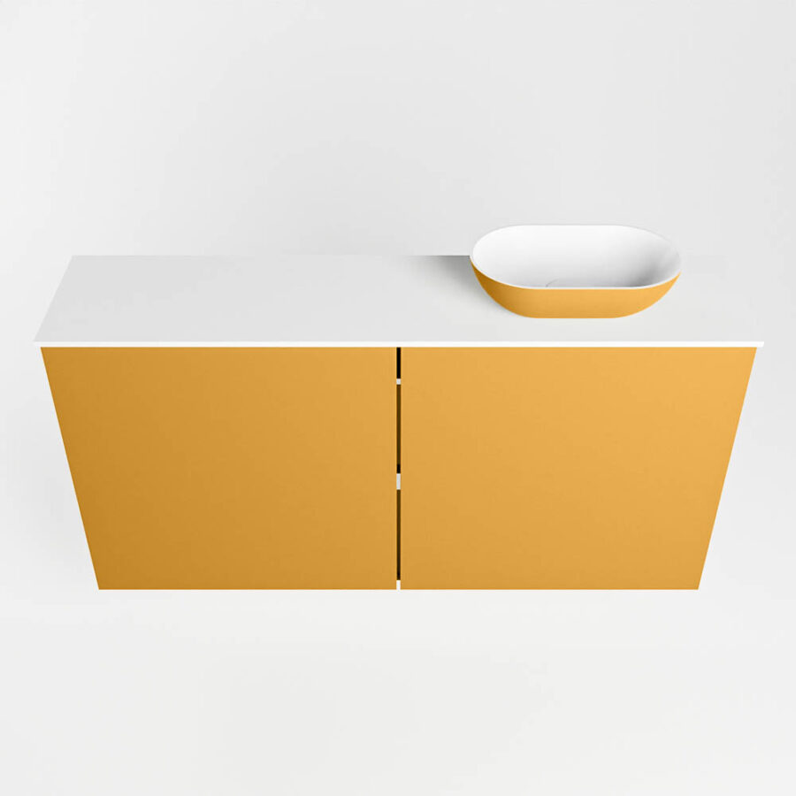 MONDIAZ FOWY toiletmeubel 100cm kleur ocher. Waskom positie rechts kleur ocher | talc. Met 1 kraangat - Afbeelding 5