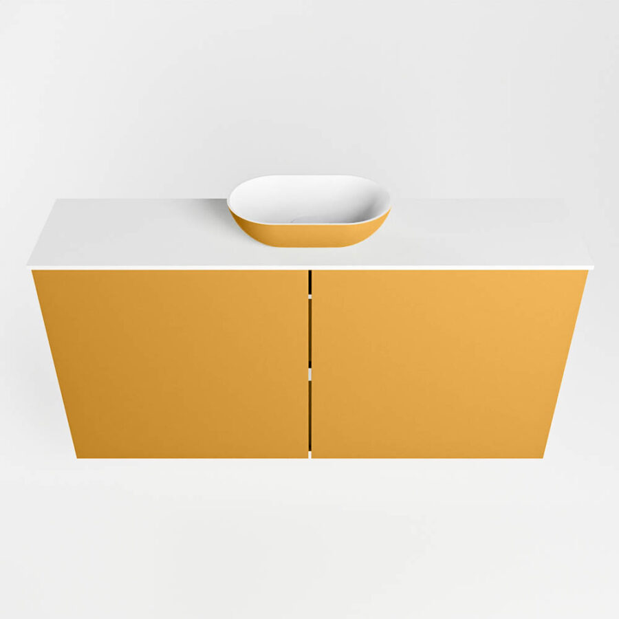 MONDIAZ FOWY toiletmeubel 100cm kleur ocher. Waskom positie midden kleur ocher | talc. Zonder kraangat - Afbeelding 5