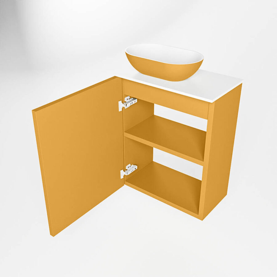 MONDIAZ FOWY toiletmeubel 40cm kleur ocher. Waskom positie links kleur ocher | talc. Met 1 kraangat - Afbeelding 6
