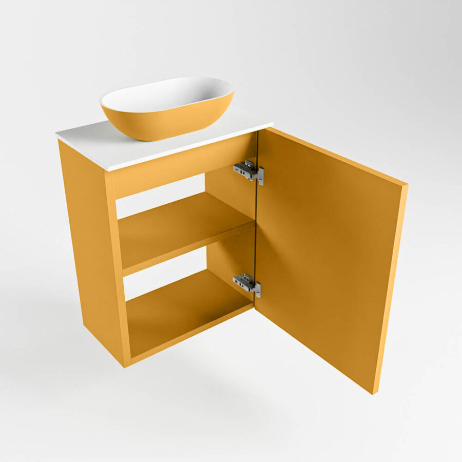 MONDIAZ FOWY toiletmeubel 40cm kleur ocher. Waskom positie midden kleur ocher | talc. Zonder kraangat - Afbeelding 6
