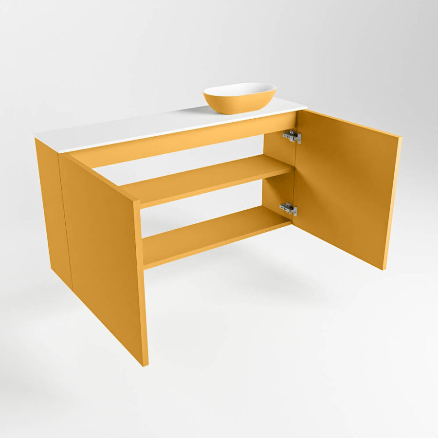 MONDIAZ FOWY toiletmeubel 100cm kleur ocher. Waskom positie rechts kleur ocher | talc. Met 1 kraangat - Afbeelding 6